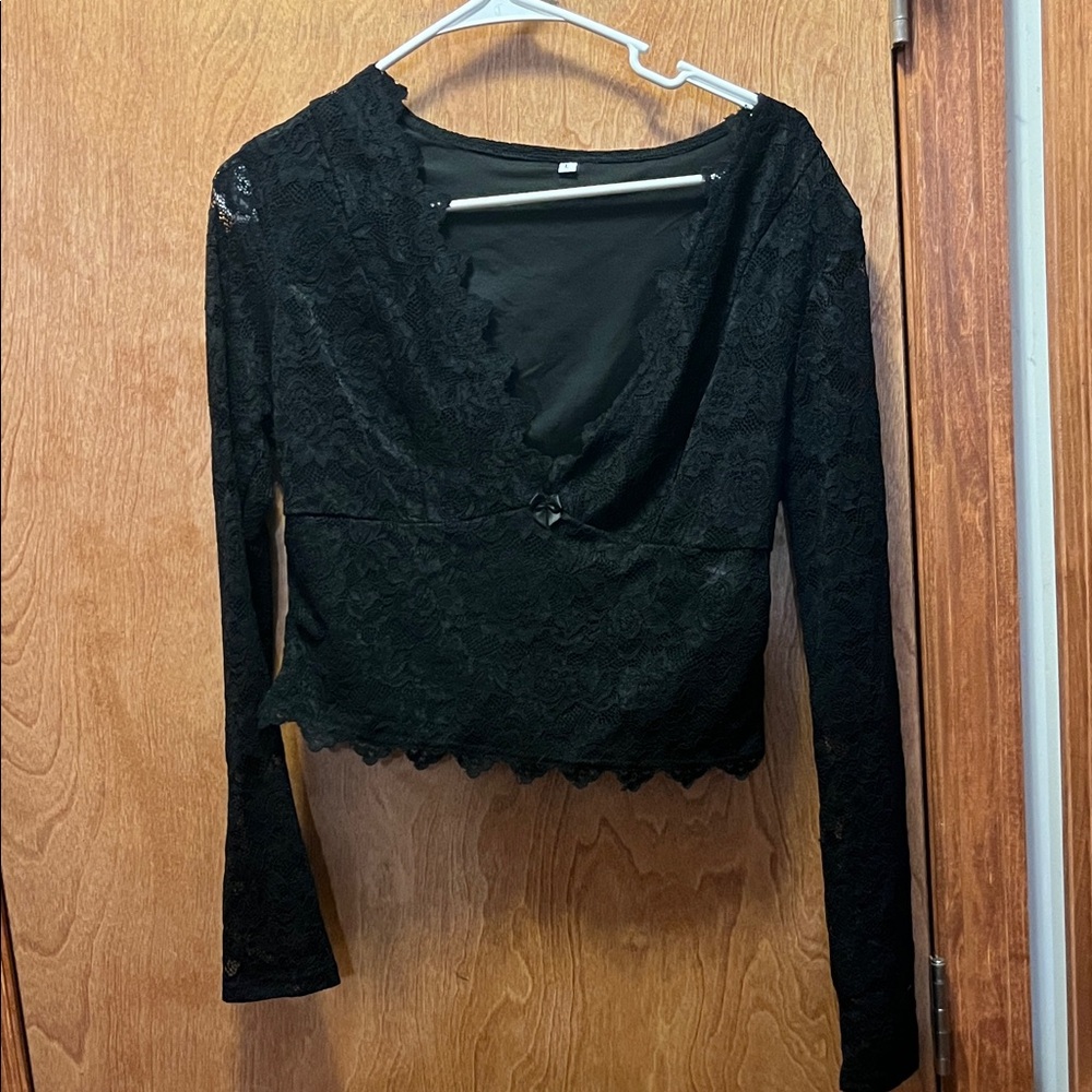 Elegant Black Lace Women's Top